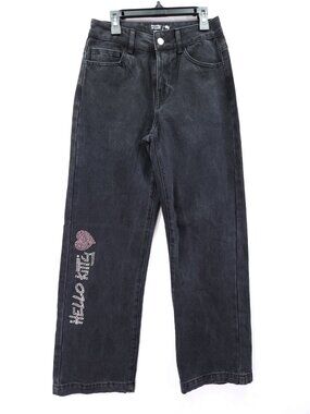 Hello Kitty & Friends Rhinestone Baggy Women’s Jeans Size 24 (26x30) Wide Leg